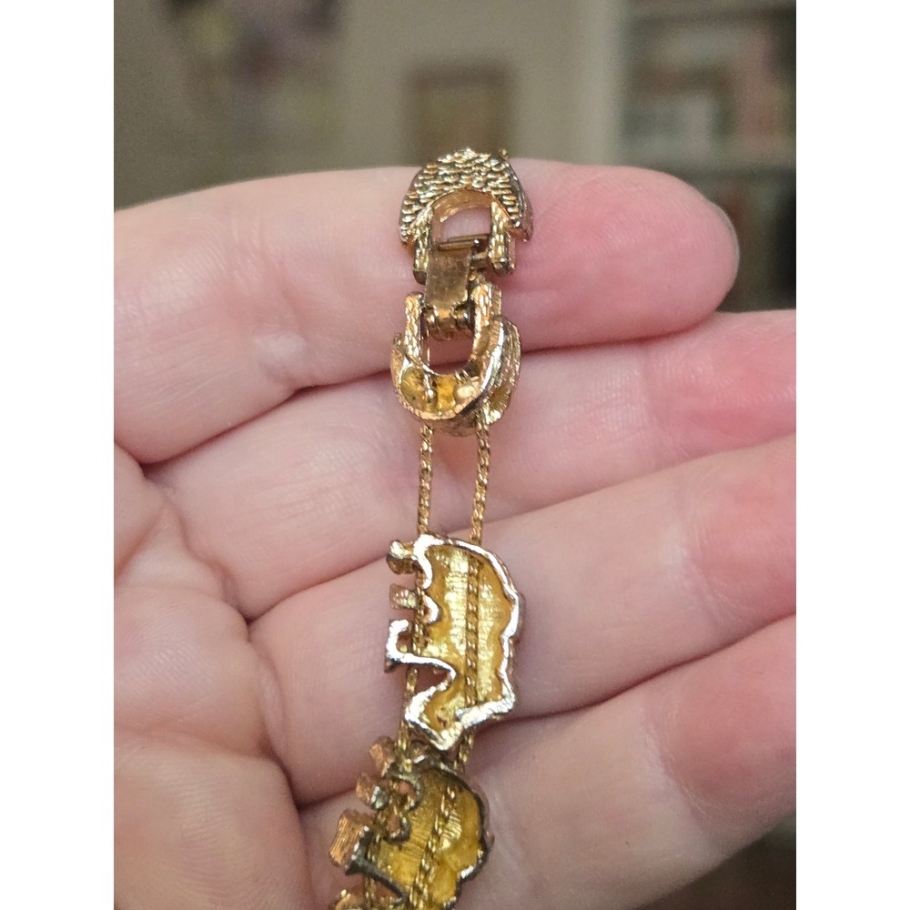 Goldtone Elephant Slide Bracelet Vintage - Picture 6 of 6